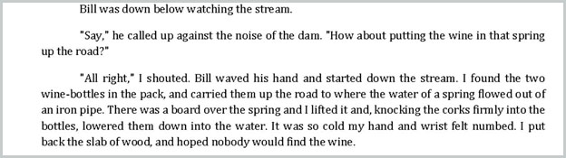 Novel excerpt - Wine and the cold spring