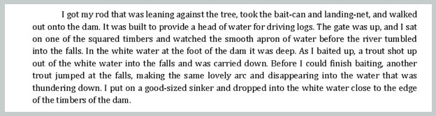 Novel excerpt - Trout jumping at the dam